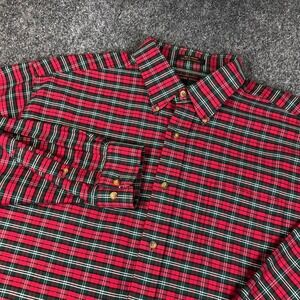 Alexander Julian Colours Mens XL Red Green Plaid Button Down Long Sleeve Shirt